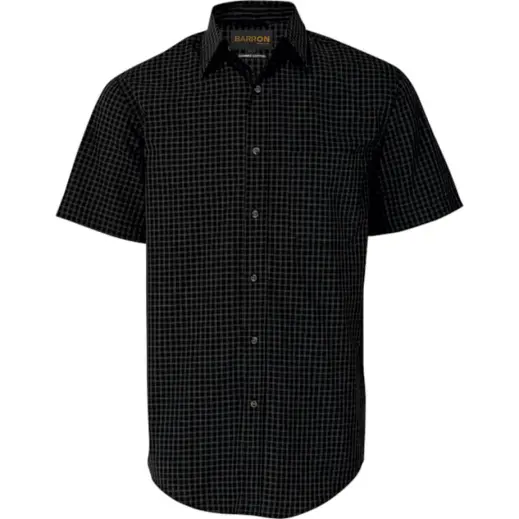 Mens Pioneer Check Lounge Short Sleeve Black Front
